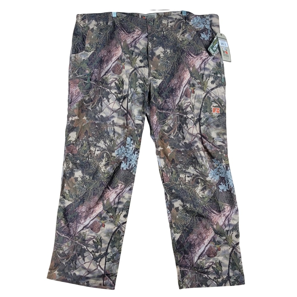 Russell Outdoors Woven Pant Mens 49x31.5 Camo Mountain Shadow Scent Stop Hunting
